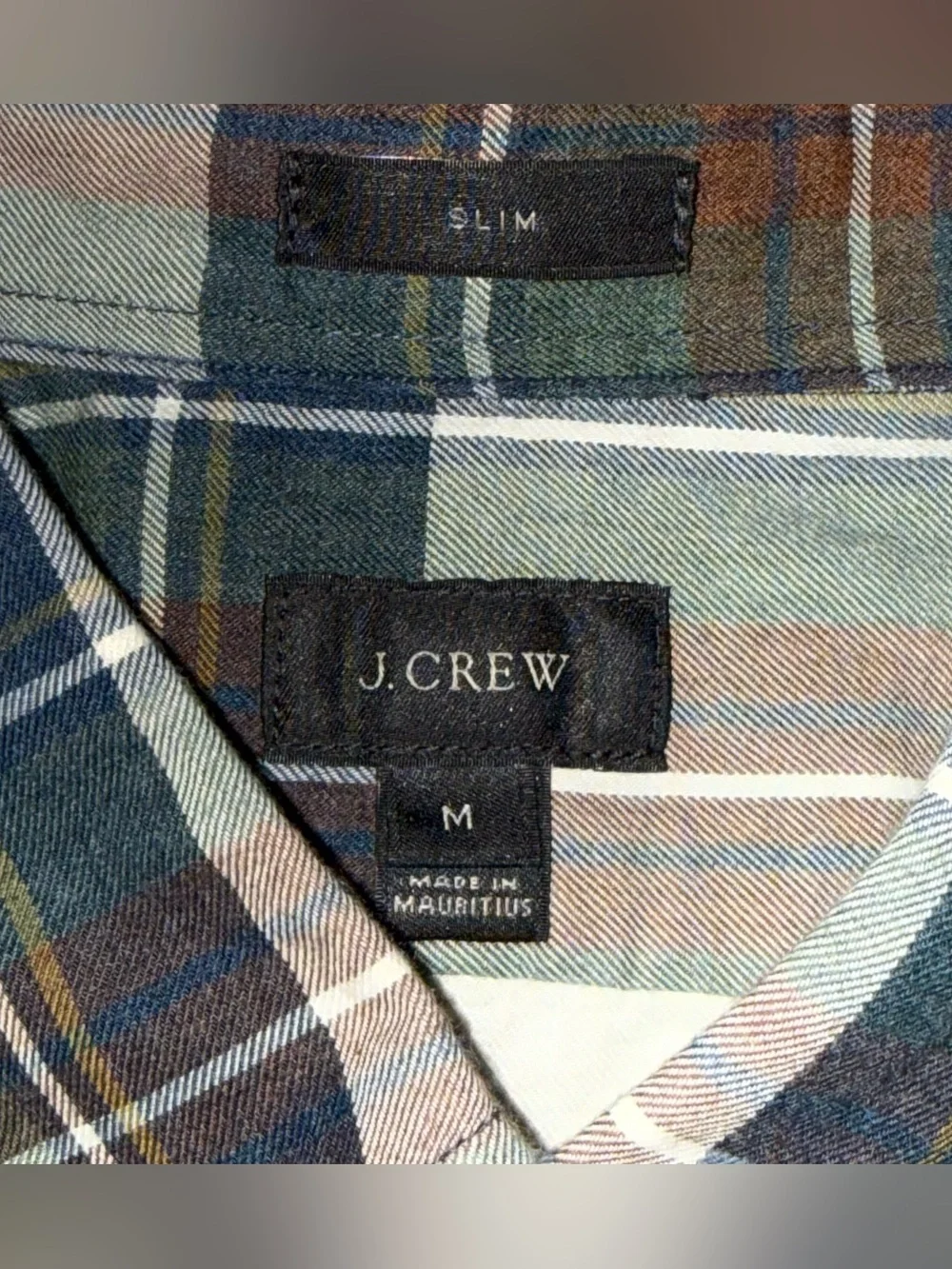 J. Crew Men’s Plaid Button Up Shirt Long Sleeve 100% Cotton Green Navy Size M